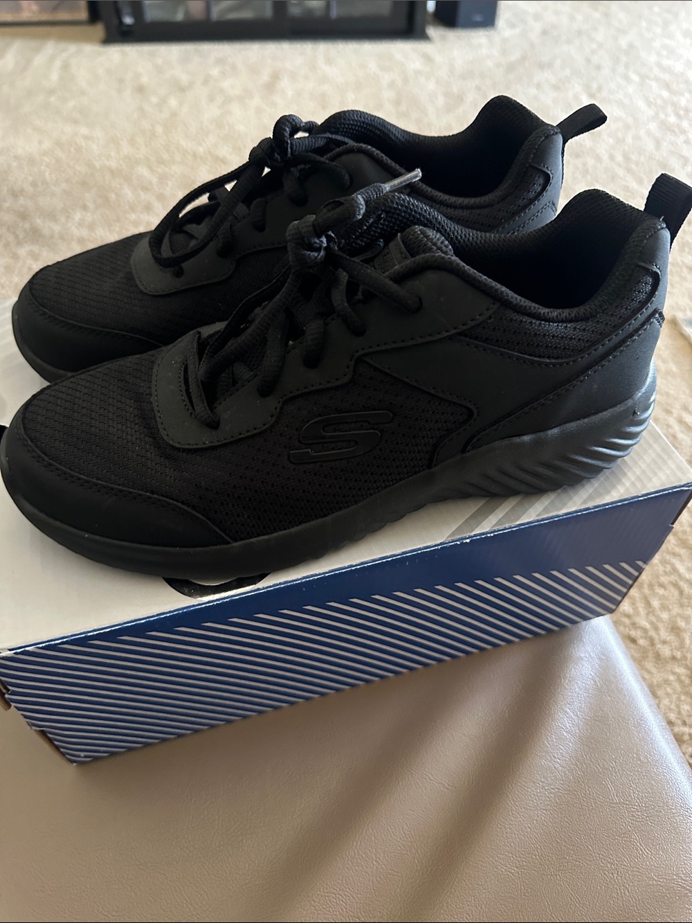 Skechers Kids Black Lace-Up Mesh Athletic Sneakers